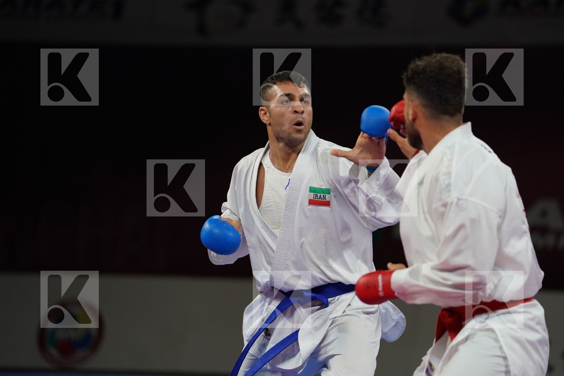 KHODABAKHSHI MAHDI (ISLAMIC REPUBLIC OF IRAN) vs POORSHAB ZABIOLLAH (ISLAMIC REPUBLIC OF IRAN) in Senior Kumite -84 Kg - Bronze bout