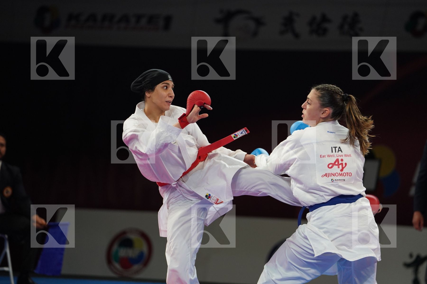 ABBASALI HAMIDEH (ISLAMIC REPUBLIC OF IRAN) vs FERRACUTI CLIO (ITALY) in Senior Kumite 68+ Kg - Bronze bout