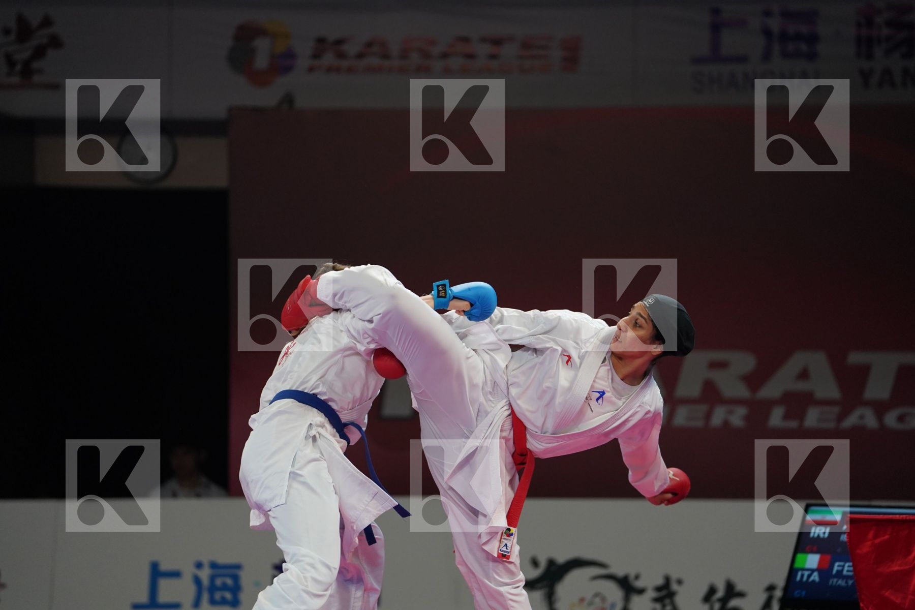 ABBASALI HAMIDEH (ISLAMIC REPUBLIC OF IRAN) vs FERRACUTI CLIO (ITALY) in Senior Kumite 68+ Kg - Bronze bout