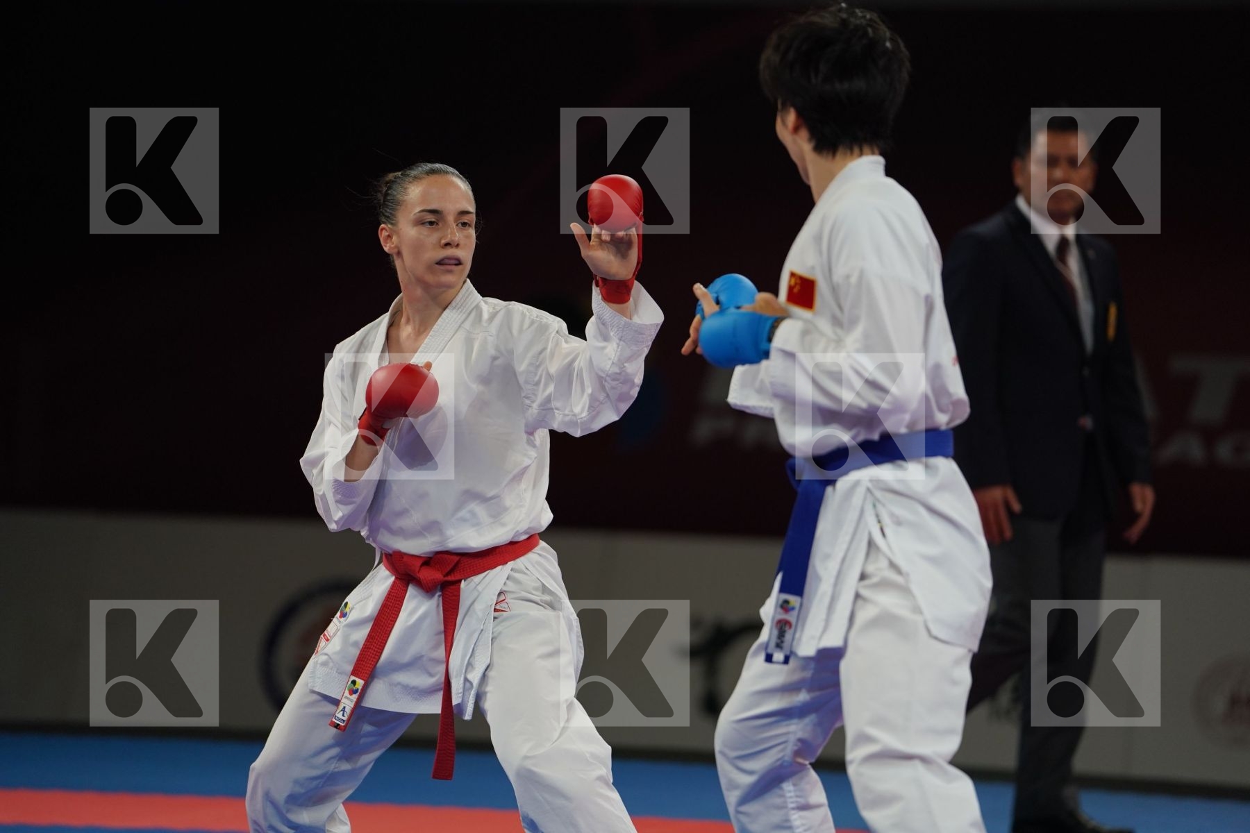 PREKOVIC JOVANA (SERBIA) vs YIN XIAOYAN (PEOPLES REPUBLIC OF CHINA) in Senior Kumite -61 Kg - Gold bout