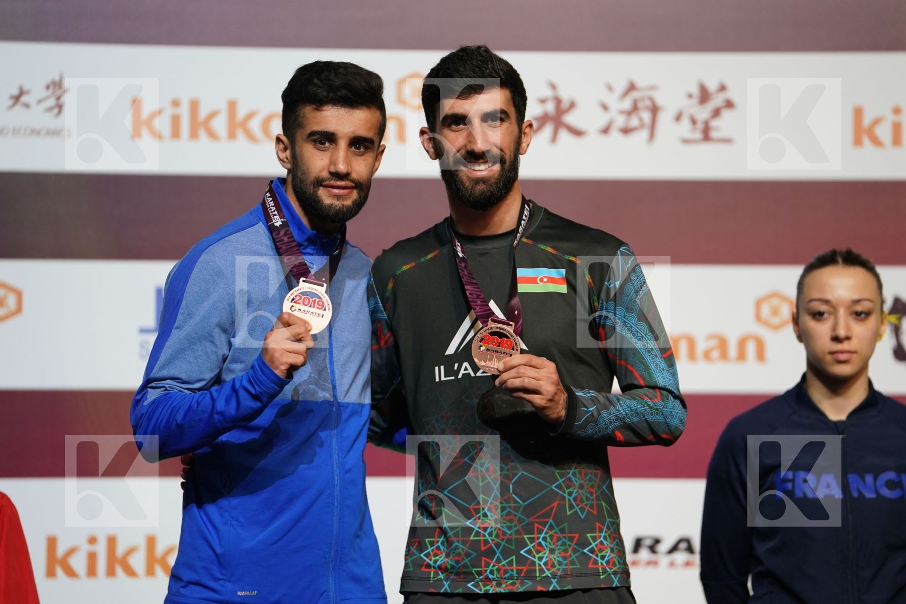 FARZALIYEV FIRDOVSI (AZERBAIJAN), HASSAN NIAIDEILAMI MAJID (ISLAMIC REPUBLIC OF IRAN) during podium ceremony