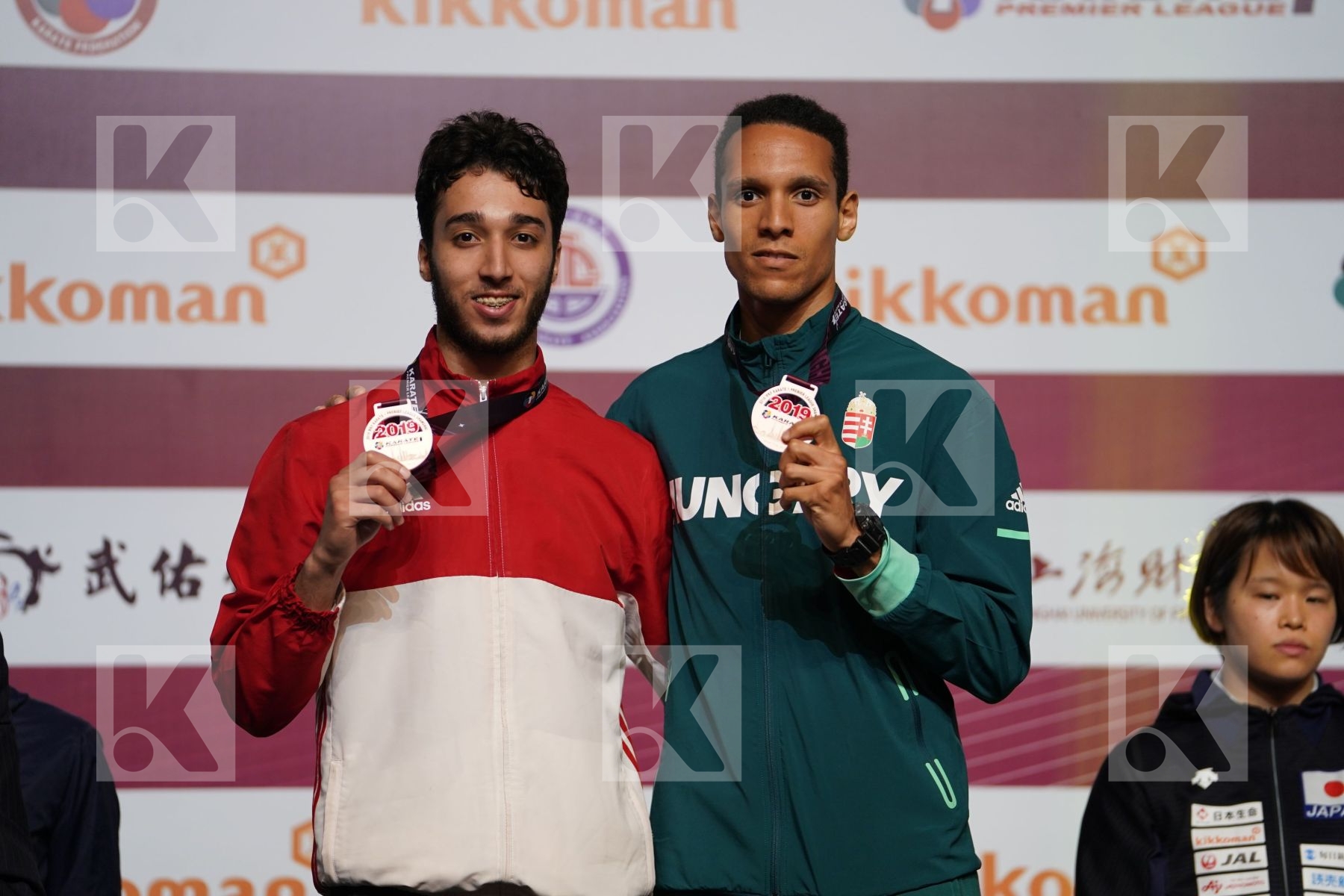 TADISSI YVES MARTIAL (HUNGARY, ELSAWY ALI (EGYPT) during podium ceremony
