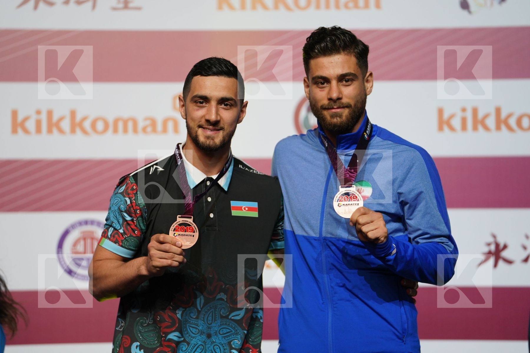 KHODABAKHSHI MAHDI (ISLAMIC REPUBLIC OF IRAN), ABDULLAYEV PANAH (AZERBAIJAN) during podium ceremony