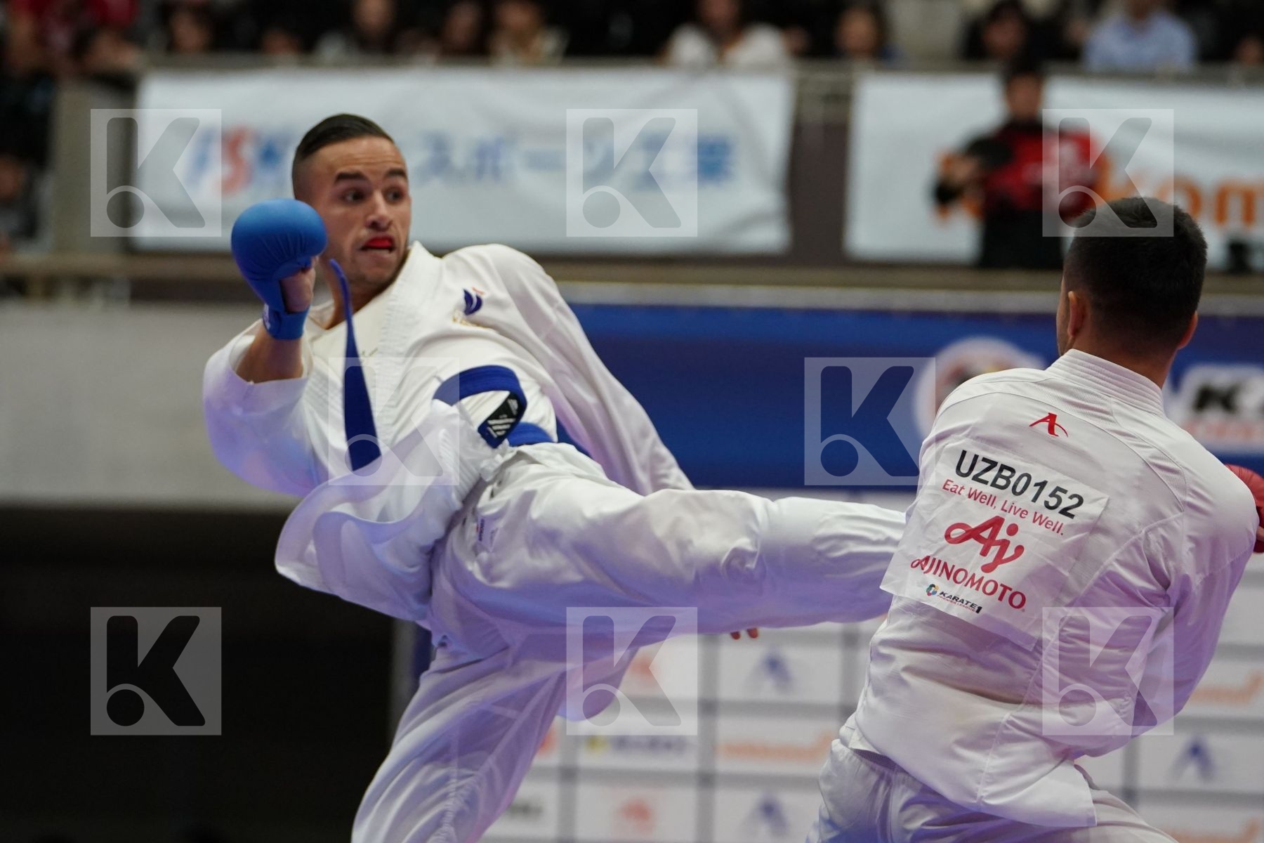 UZAKOV IKBOLJON (UZBEKISTAN) VS DACOSTA STEVEN (FRANCE) in Senior Kumite -67 Kg - Bronze bout