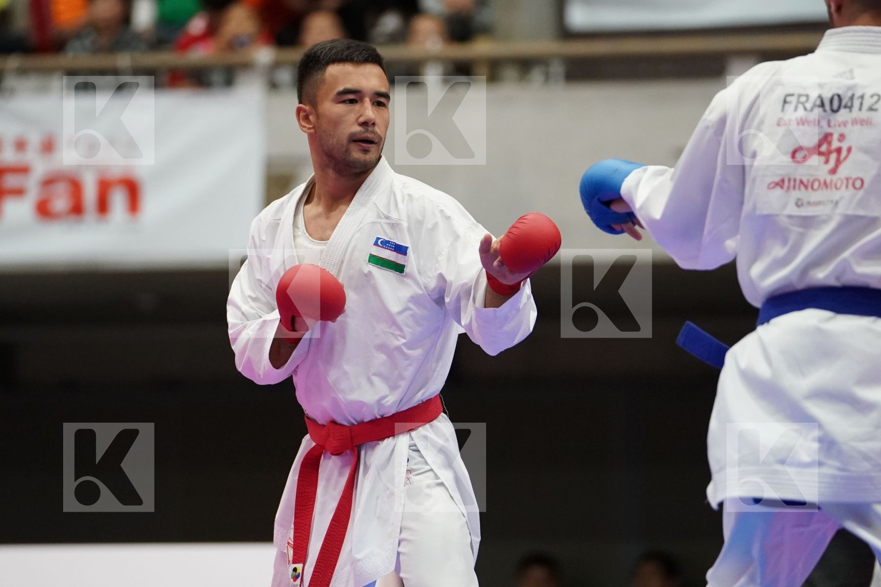 UZAKOV IKBOLJON (UZBEKISTAN) VS DACOSTA STEVEN (FRANCE) in Senior Kumite -67 Kg - Bronze bout