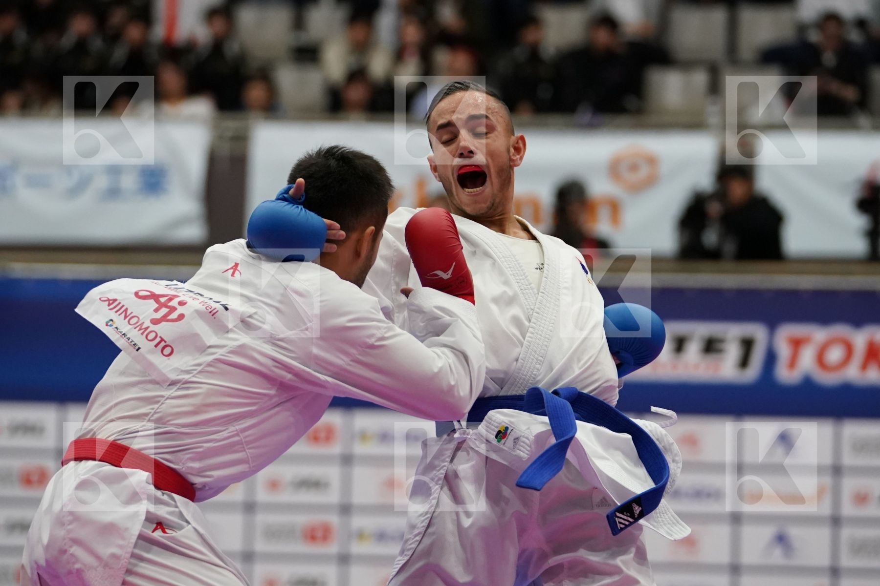 UZAKOV IKBOLJON (UZBEKISTAN) VS DACOSTA STEVEN (FRANCE) in Senior Kumite -67 Kg - Bronze bout