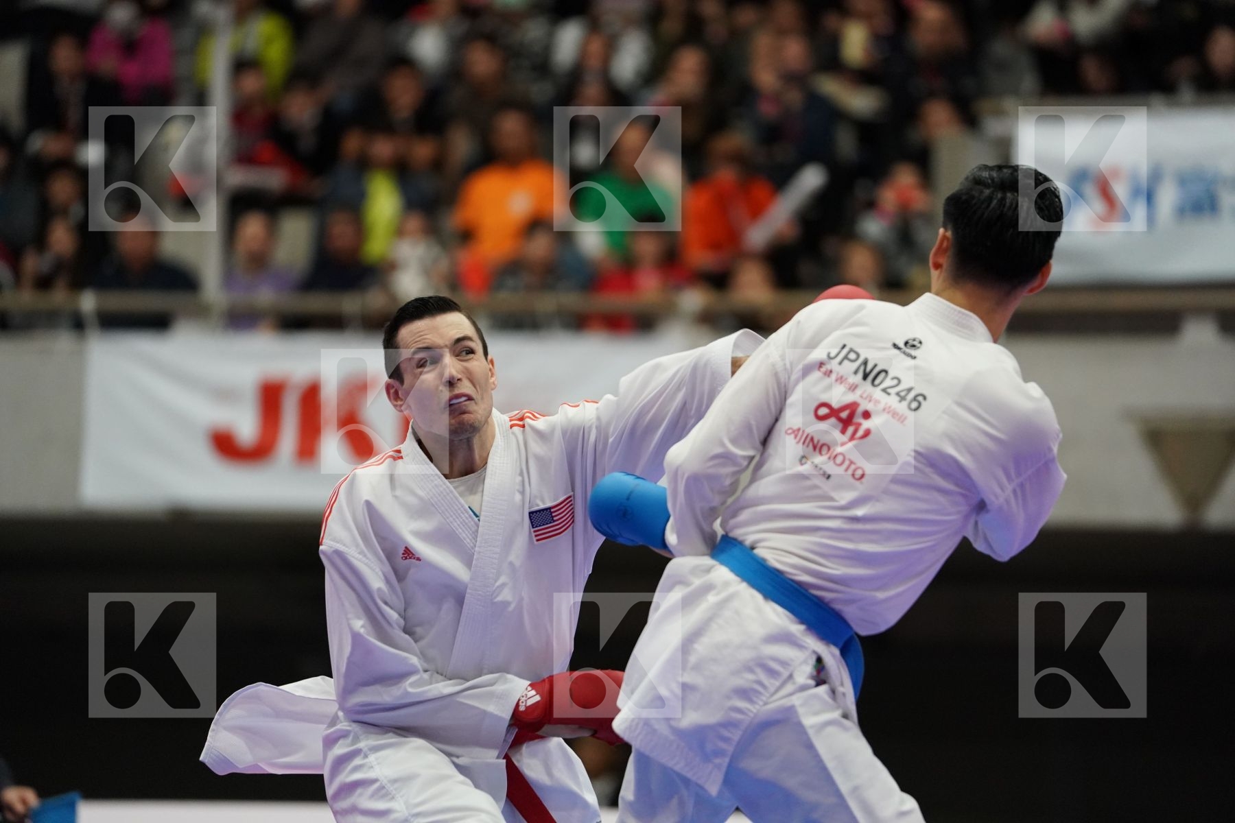 SCOTT THOMAS (USA) VS NISHIMURA KEN (JAPAN) in Senior Kumite Ð 75 Kg - Bronze bout