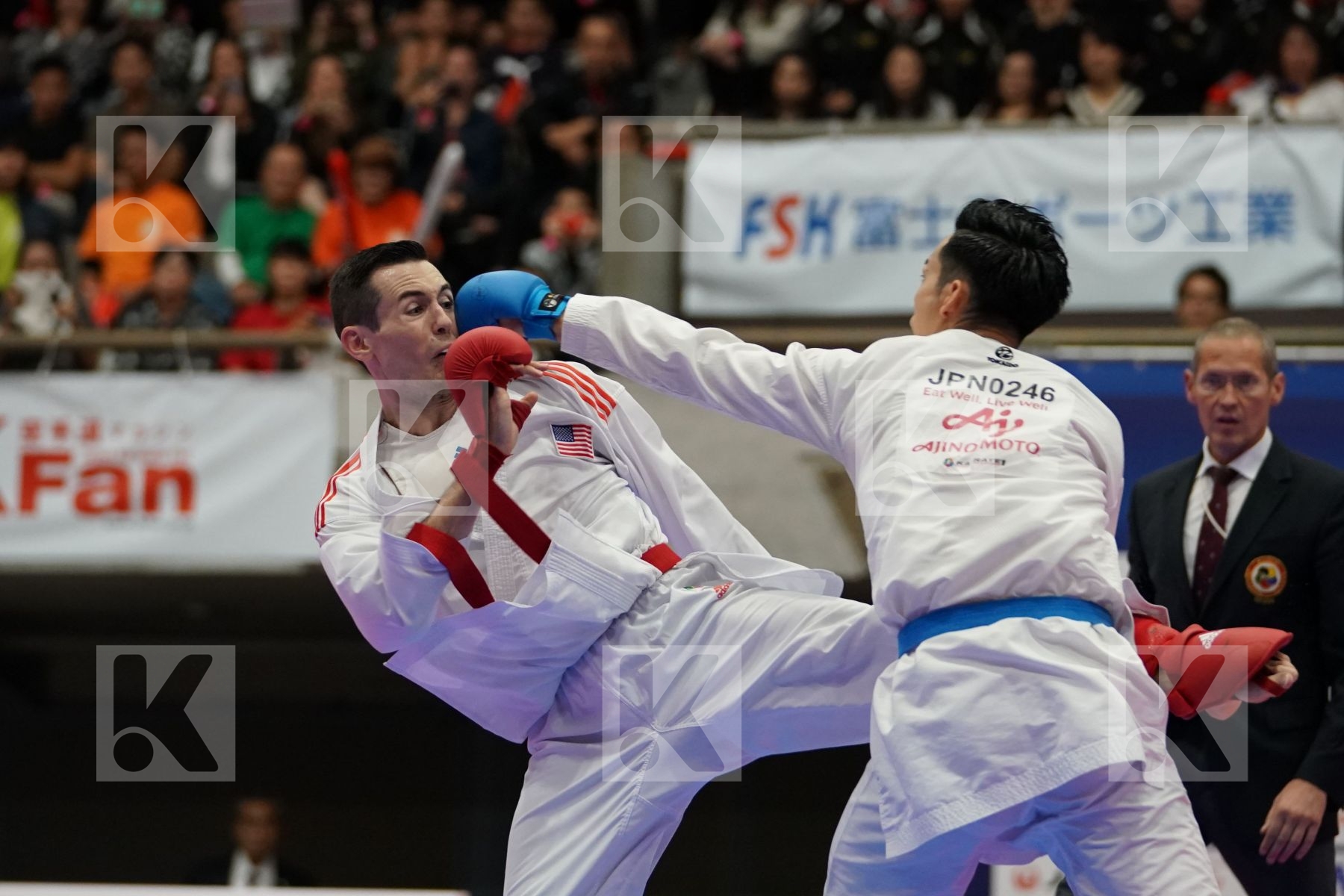 SCOTT THOMAS (USA) VS NISHIMURA KEN (JAPAN) in Senior Kumite Ð 75 Kg - Bronze bout