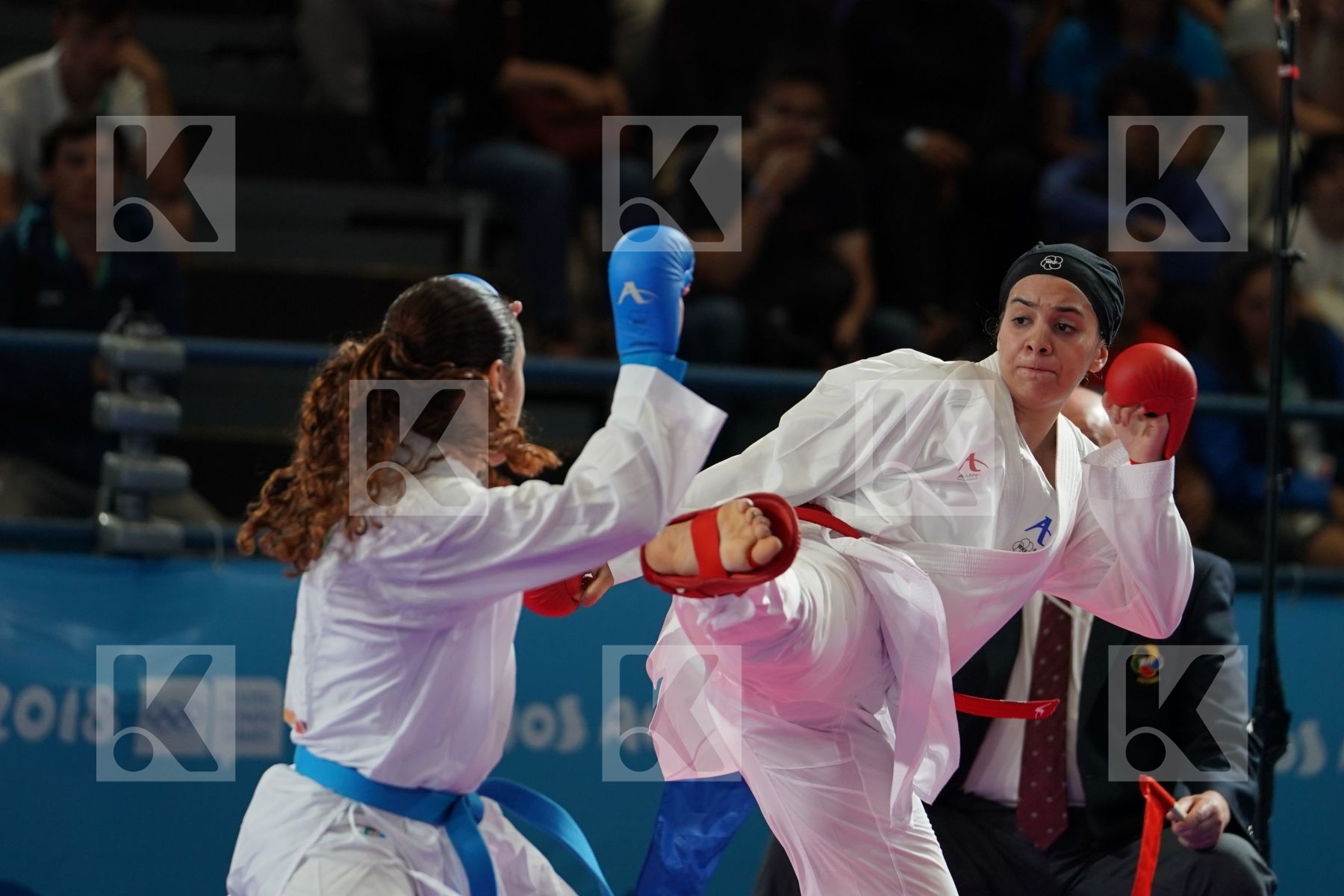 NEGIN ALTOONI (IRAN) vs JANESSA MICHELLE FONSECA (PUERTO RICO) in Junior Kumite Female 59+ Kg - Qualification