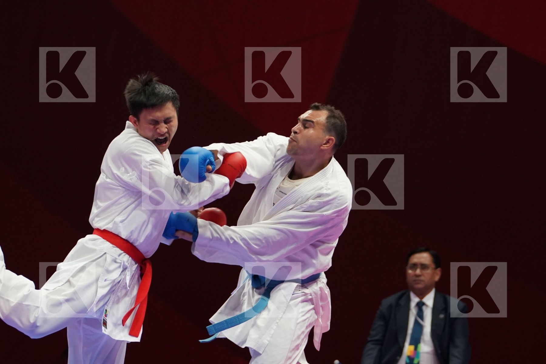MINH PHUNG NGUYEN (VIETNAM) vs MUTASEMBELLAH KHAIR (JORDAN) in Senior Kumite 84+ Kg - Qualification