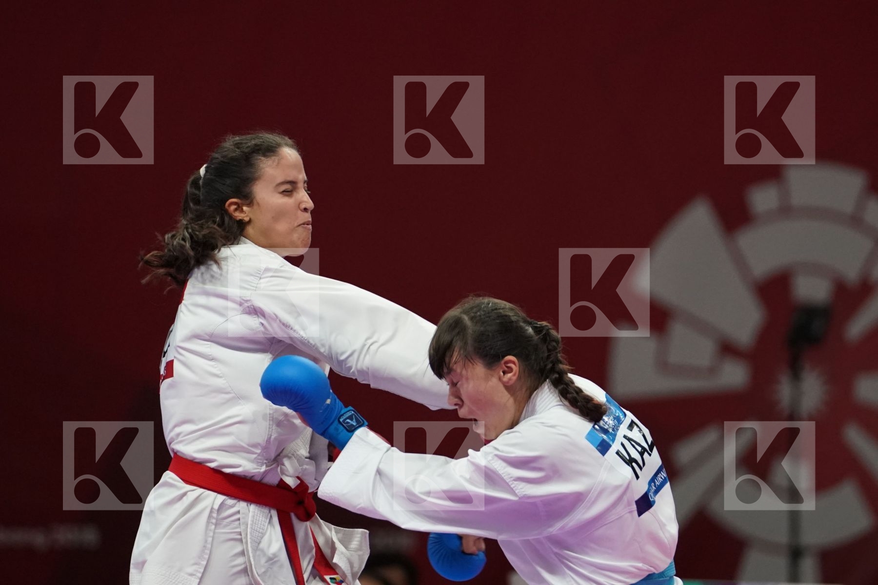 HUDA JABER (JORDAN) vs MADINA UTELBAYEVA (KAZAKHSTAN) in Senior Kumite Ð 61 Kg - Qualification