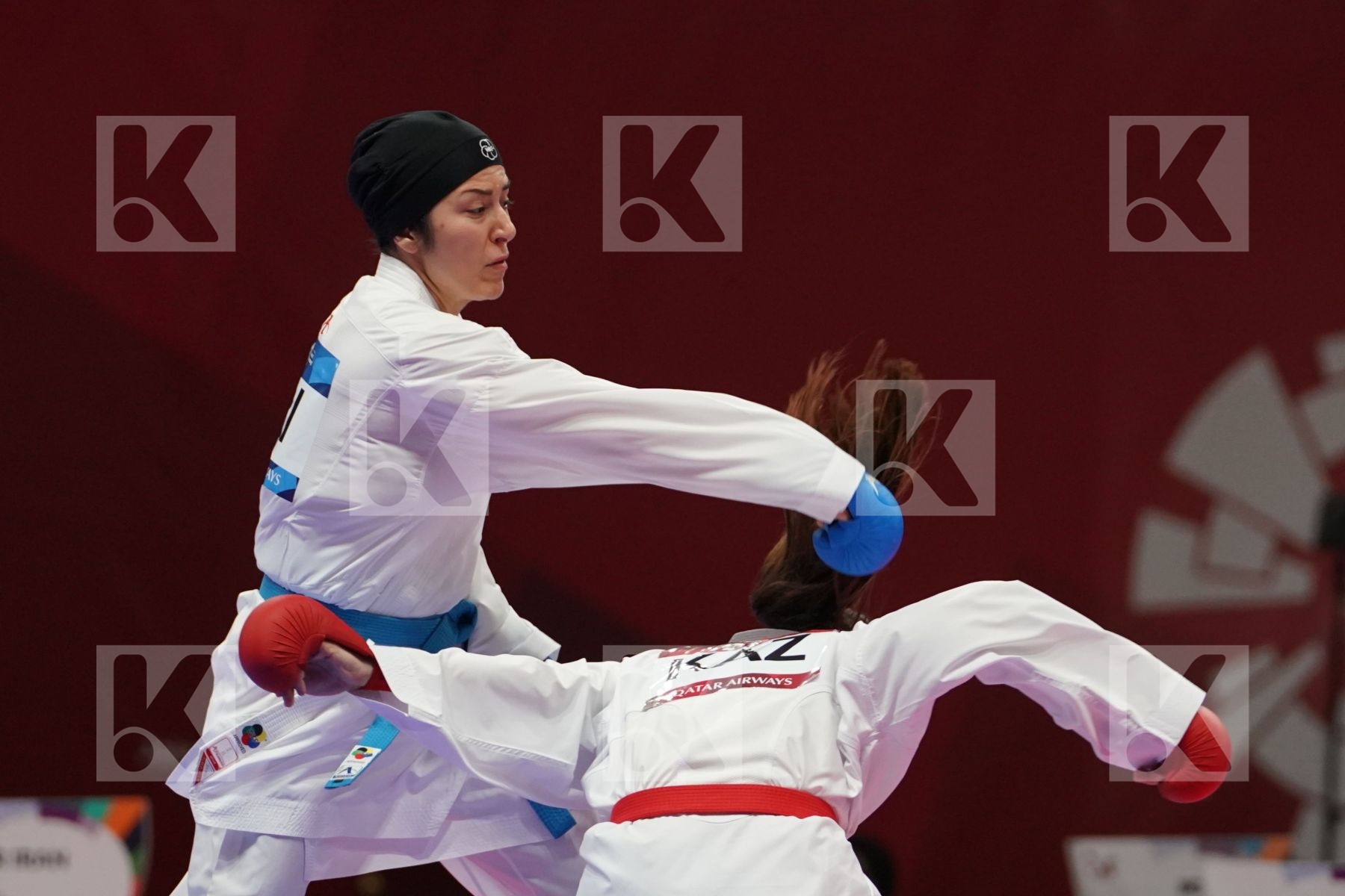 GUZALIYA GAFUROVA (KAZAKHSTAN) vs PEGAH ZANGENEHKARKOOTI (ISLAMIC REPUBLIC OF IRAN) in Senior Kumite Ð 68 Kg - Qualification