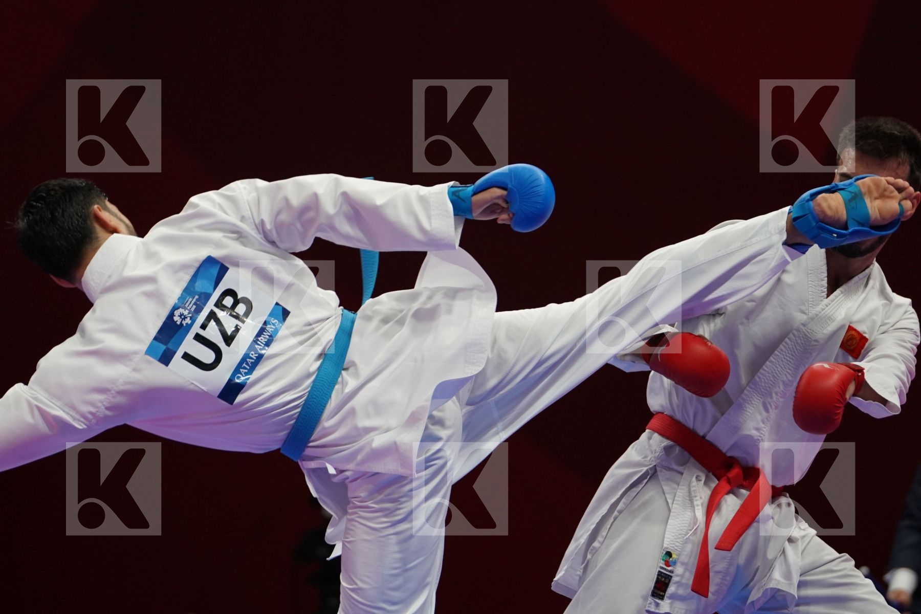 GIANZHALI ABASOV (KYRGYZSTAN) vs SHAKHBOZ AKHATOV (UZBEKISTAN) in Senior Kumite Ð 84 Kg - Qualification