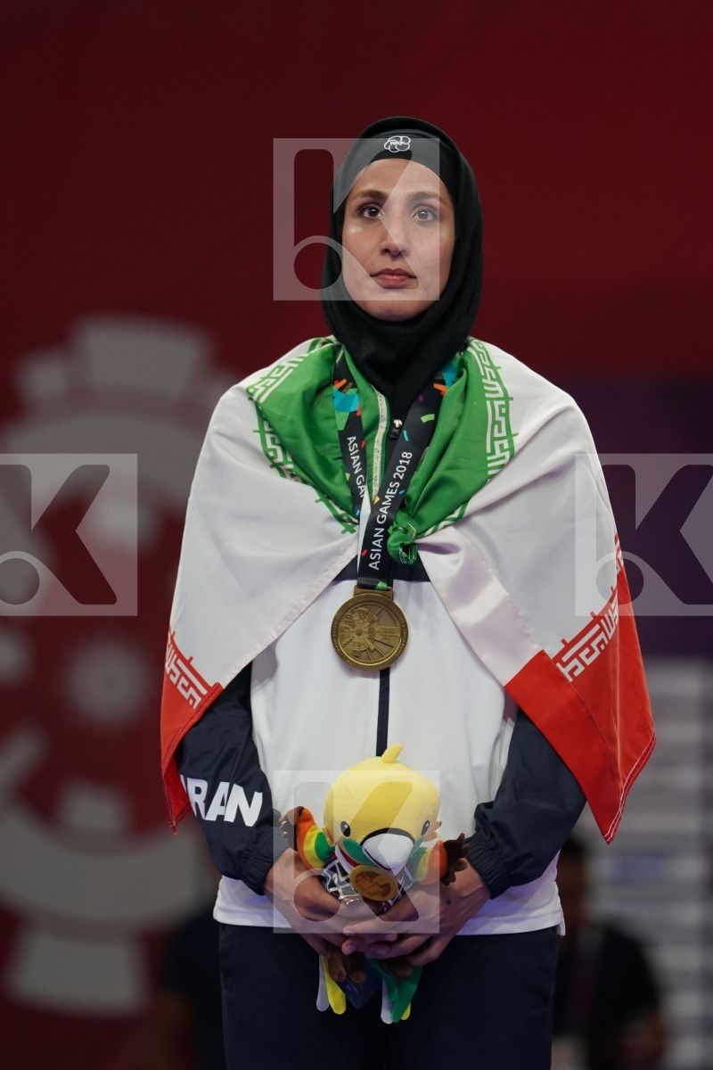 MENGMENG GAO (CHINA), AYUMI UEKUSA (JAPAN), HAMIDEH ABBASALI (ISLAMIC REPUBLIC OF IRAN), NARGIS (PAKISTAN) in Senior Kumite 68+ Kg - podium ceremony