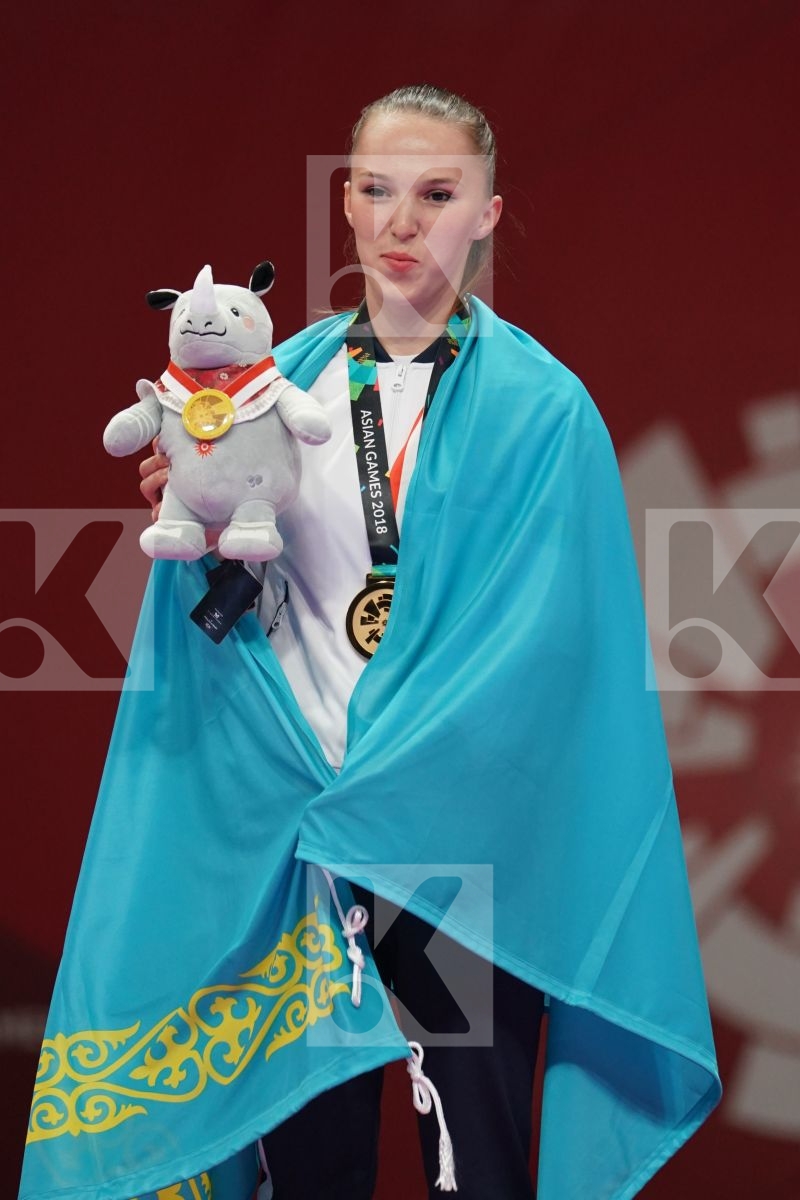 GUZALIYA GAFUROVA (KAZAKHSTAN) in Senior Kumite Ð 68 Kg - podium ceremony